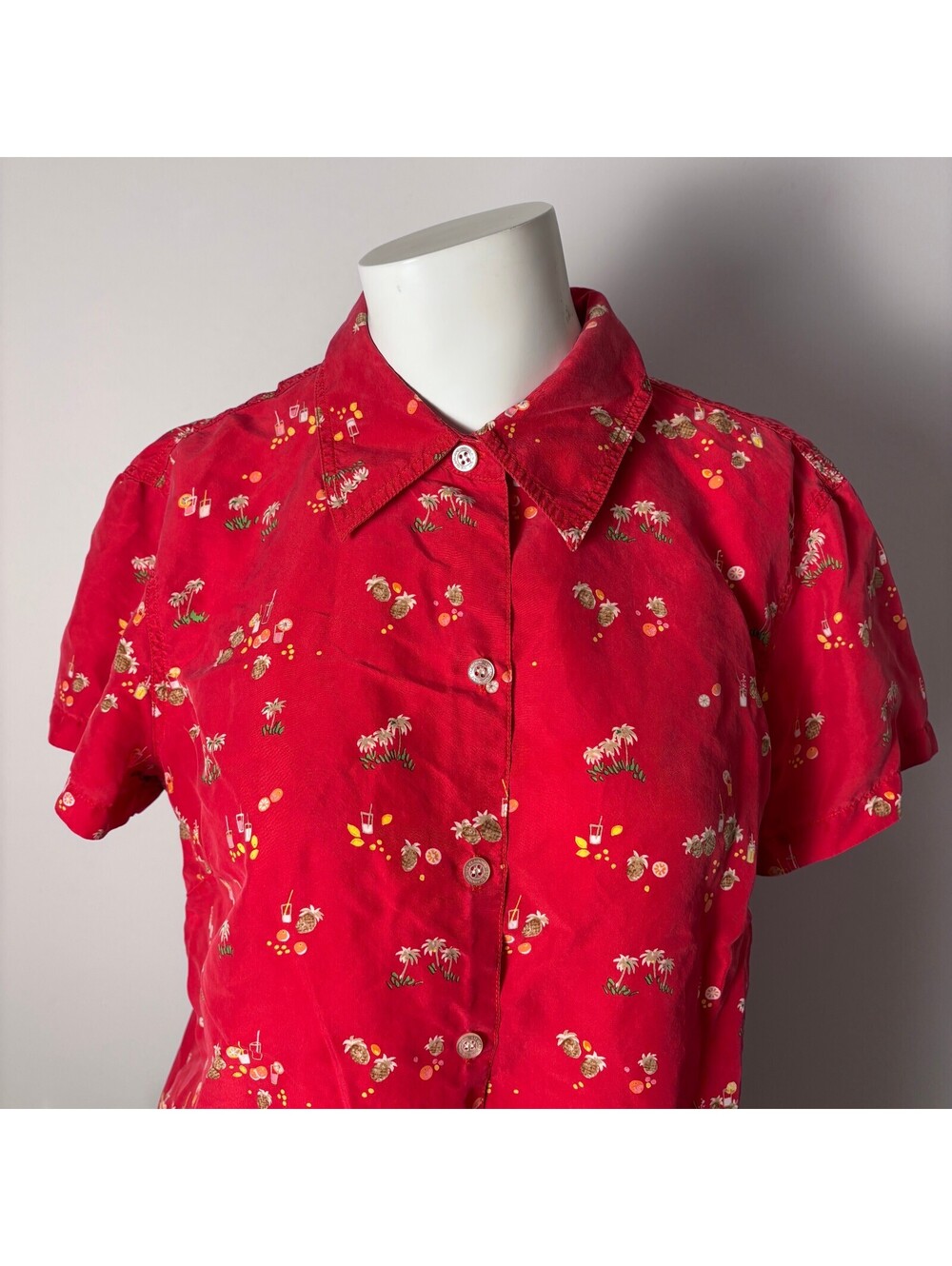 Liz Claiborne Silk Tropical Button Up